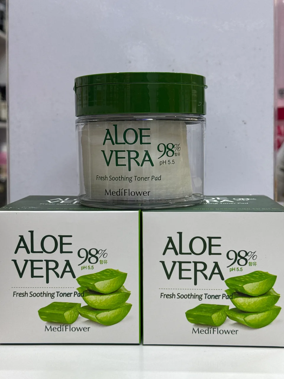 Aloe VERA 98 % pH 5.5 Fresh Soothing Toner Pad Medi Flower
